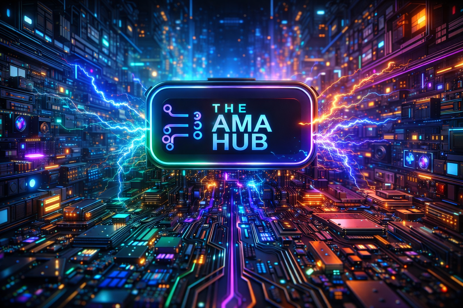 Brand logo transformed into a futuristic quantum supercomputer core